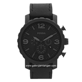 FOSSIL NATE JR1354 Chronograph Black Dial Black Leather Strap