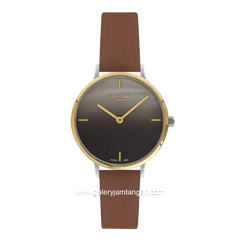 LEE COOPER LC07040.254 Brown Dial Black Leather Strap