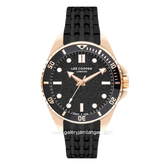LEE COOPER LC07954.650 Black Rosegold Rubber Strap