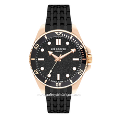 LEE COOPER LC07954.650 Black Rosegold Rubber Strap
