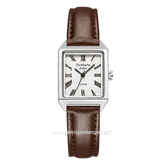 Christophe Arden CA 1004 LH LSSSLBO2 Brown Silver Dial White Leather Strap