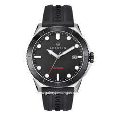 LOFOTEN F-6527M Black Silver Rubber Strap