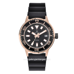 LOFOTEN F-6528M Black Rosegold Rubber Strap