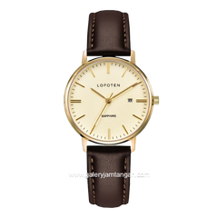 LOFOTEN F-8109L Brown Gold Leather Strap