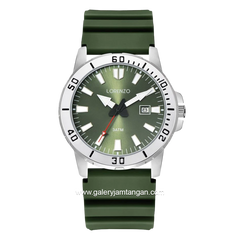 LORENZO R 6105 MT Green Silver Rubber Strap