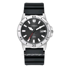 LORENZO R 6105 MT Black Silver Rubber Strap