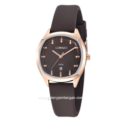 LORENZO R 7128 L Brown Rosegold Rubber Strap