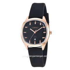 LORENZO R 7128 L Black Rosegold Rubber Strap