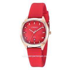 LORENZO R 7128 L Red Rosegold Rubber Strap