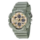 DIGITEC MDA-3033T Green Dial Gold Digital Analog Rubber Strap