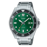 CASIO MDV-107D-3A2VDF Silver Dial Green Stainless Steel Strap
