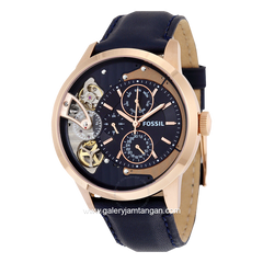 FOSSIL ME1138 Mens Watch Blue Rosegold Leather Strap