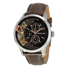 FOSSIL ME1163 Men's Watch Brown Silver Leather Strap