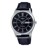 Casio General MTP-V006L-1CUDF Black Silver Leather Strap