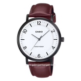 CASIO MTP-VT03BL-7BDF Brown Dial White Leather Strap