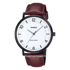 CASIO MTP-VT03BL-7BDF Brown Dial White Leather Strap