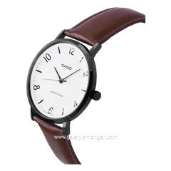 CASIO MTP-VT03BL-7BDF Brown Dial White Leather Strap