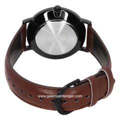 CASIO MTP-VT03BL-7BDF Brown Dial White Leather Strap