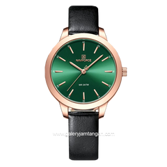 NAVIFORCE NF-5024L Black Rosegold Dial Green Leather Strap
