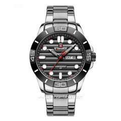 NAVIFORCE NF-9198 Silver Dial Black Stainless Steel