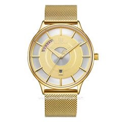 NAVIFORCE NF-3007 Gold Dial Silver Sandrope Strap