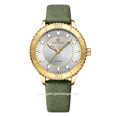NAVIFORCE NF-5020L Green Gold Leather Strap