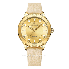 NAVIFORCE NF-5020L Ivory Dial Gold Leather Strap