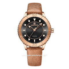 NAVIFORCE NF-5020L Rosegold Dial Black Leather Strap