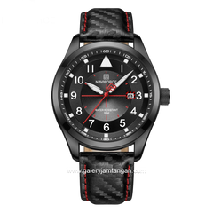 NAVIFORCE NF-8022M Full Black Analog Leather Strap