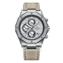 NAVIFORCE NF-8028M Grey Chronograph Leather Strap