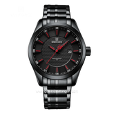 NAVIFORCE NF-8032 Black Hour Marker Red Stainless Steel