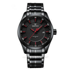 NAVIFORCE NF-8032 Black Hour Marker Red Stainless Steel
