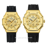 NAVIFORCE NF-8035G & NF-8035L Chronograph Black Gold Rubber Strap