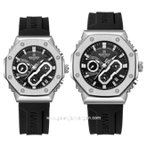 NAVIFORCE NF-8035G & NF-8035L Chronograph Black Silver Rubber Strap