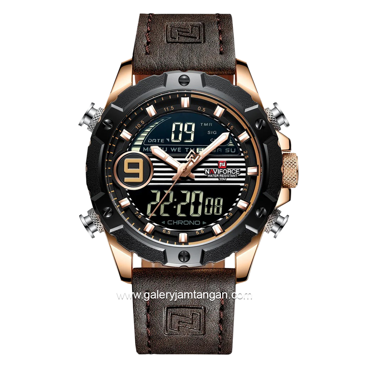 Naviforce - NF9146S - Orologio da polso al quarzo digitale analogico Dual Time da uomo, cinturino in metallo, impermeabile (Cinturino: nero/indice: rosso, argento Naviforce - NF9146S - Orologio da polso al quarzo digitale analogico Dual Time da uomo, cinturino in metallo, impermeabile (Cinturino: nero/indice: rosso, argento