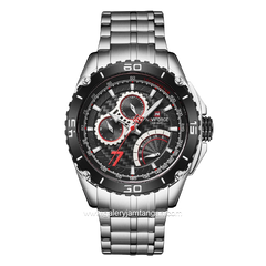 NAVIFORCE NF-9183M Silver Black Stainless Steel Strap
