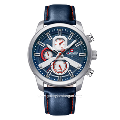 NAFIVORCE NF-9211ML Blue Silver Multifunction Leather Strap
