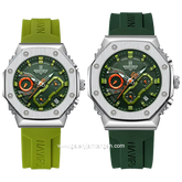 NAVIFORCE NF-8035G & NF-8035L Chronograph Green Silver Rubber Strap