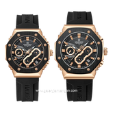NAVIFORCE NF-8035G & NF-8035L Chronograph Black Rosegold Rubber Strap