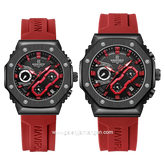 NAVIFORCE NF-8035G & NF-8035L Chronograph Red Black Rubber Strap