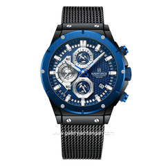 NAVIFORCE NF-8027M Black Blue Chronograph Sandrope Strap