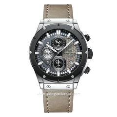 NAVIFORCE NF-8027ML Cream Silver Chronograph Leather Strap