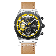 NAVIFORCE NF-8027ML Light Brown Chronograph Leather Strap