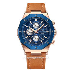 NAVIFORCE NF-8028M Brown Rosegold Chronograph Leather Strap