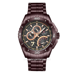 NAVIFORCE NF-9183M Brown Stainless Steel Strap