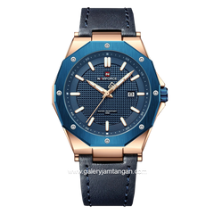 NAVIFORCE NF-9200ML Blue Rosegold Leather Strap