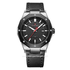 NAVIFORCE NF-9200ML Black Dial Black Silver Leather Strap