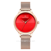 NAVIFORCE NF-5027L Rosegold Dial Red Mesh Stainless Steel