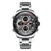 NAVIFORCE NF-9197M Silver Dual Time Stainless Steel Strap