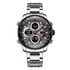 NAVIFORCE NF-9197M Silver Dual Time Stainless Steel Strap